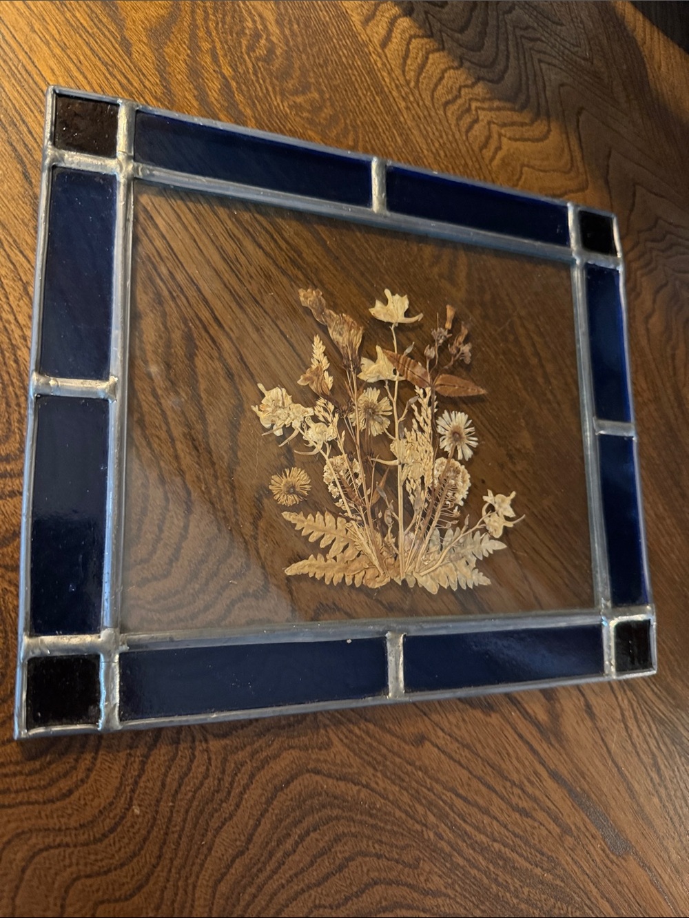 VTG Stained Glass with Pressed Wildflowers